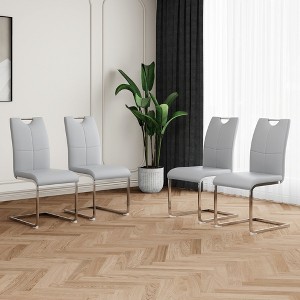 ALEXOUN Modern Dining Chairs Set of 4, PU Faux Leather High Back Upholstered Chairs, with Silver Metal Legs,for Kitchen,Living,Bedroom,Dining Room - 1 of 4