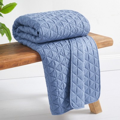 Rowan Blue Quilted Reversible Polyester Throw Blanket