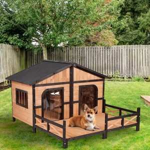 Large Solid Wood Dog House, 39.25" H x 63.5" W x 59" D ¨C Spacious Outdoor/Indoor Shelter for Medium Dogs (20¨C50 lbs) - 1 of 4