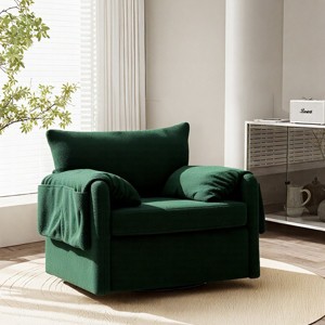 Comfortable Swivel Accent Armchair Oversized Upholstered Single Sofa With Side Pockets Teddy Swivel Arm Chair For Living Room,Bedroom-Cuddlewood - 1 of 4