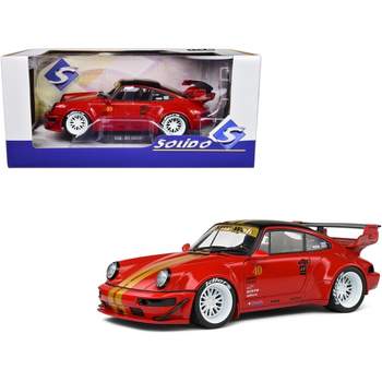 2021 RWB Bodykit #40 Red with Gold Stripes, Black Top and Cherry Blossom Graphics "Red Sakura" 1/18 Diecast Model Car by Solido