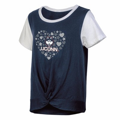 NCAA UConn Huskies Girls' White Tie T-Shirt