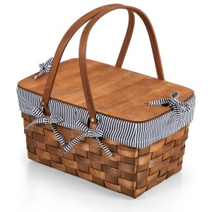 Picnic Time Kansas Handwoven Wood Picnic Basket - 1 of 4
