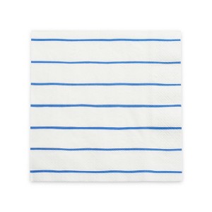Daydream Society - Cobalt Frenchie Striped Large Napkins - Pack of 16 Paper Napkins - 1 of 1