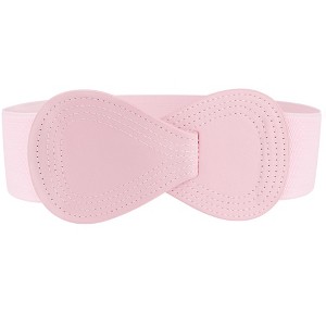 INSPIRE CHIC Women's Interlock 8-shaped Faux Leather Buckle Elastic Belt 1 Pc - 1 of 4