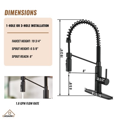 Matte Black Stainless Steel Pull Down Kitchen Faucet with Deck Plate