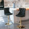 COWLOWN Set of 2 Swivel Bar Stools, Velvet Tufted Back, Adjustable Height 25-33", Wide Stable Base - 4 of 4