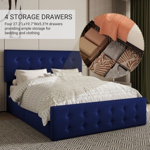Bed Frame with 4 Drawers,Bed Frame with Headboard and Footboard,Bed Frame with Under Bed Storage, Easy Assembly, No Box Spring Needed - 1 of 4