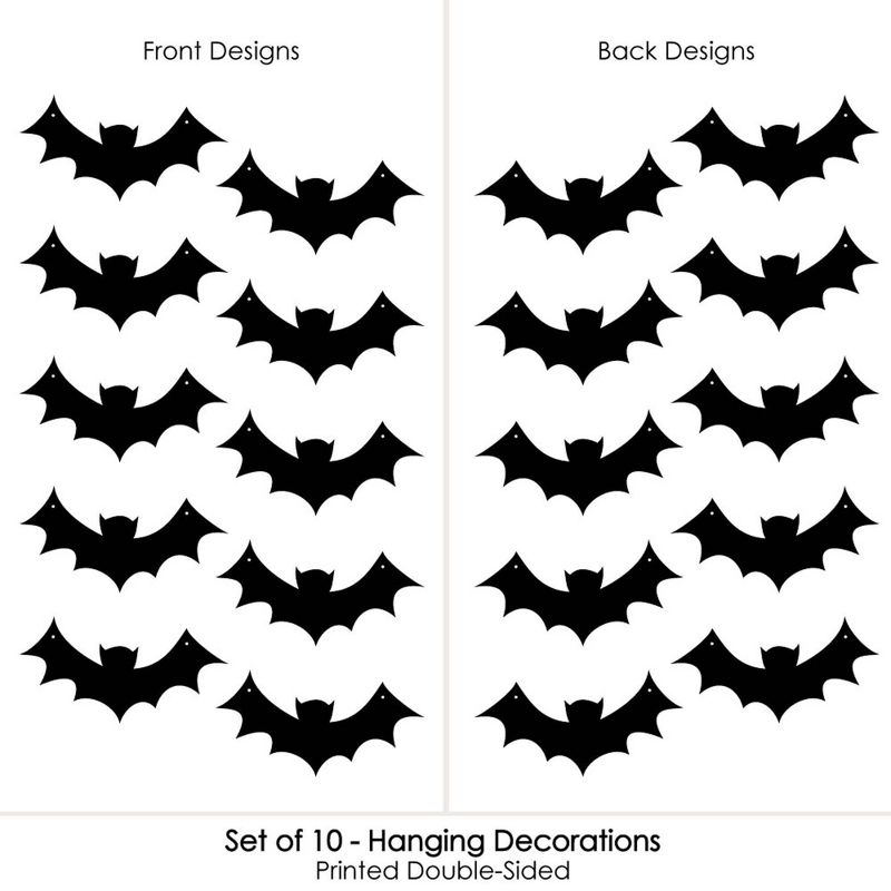 Big Dot of Happiness Hanging Black Bats - Outdoor Hanging Decor - Halloween Party Decorations - 10 Pieces, 3 of 8
