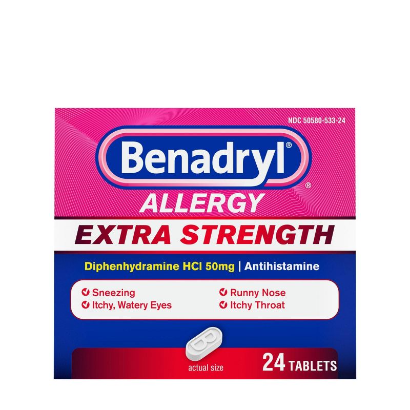 Benadryl Extra Strength Antihistamine Allergy Relief Tablets - 24ct, 1 of 10