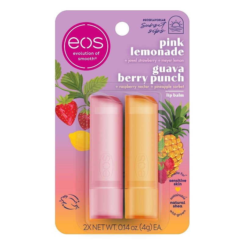 eos Lip Balm Sticks - Pink Lemonade + Guava Berry Punch - 2pk, 1 of 8