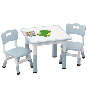 homfan Kids Table and 2 Chairs Set with Graffiti Desktop, Height Adjustable Toddler Table and Chairs Set for Reading, Drawing, Playing, Eating - 1 of 4