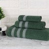 Zero Twist Cotton Ribbed Modern Geometric Border Assorted 3 Piece Bathroom Towel Set by Blue Nile Mills - 2 of 4
