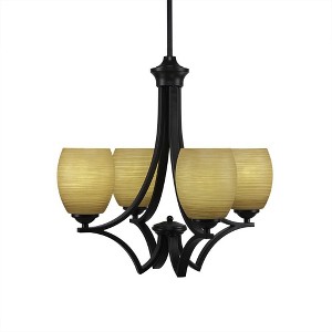 Toltec Lighting Zilo 4 - Light Chandelier in  Matte Black with 5" Cayenne Linen Shade - 1 of 1
