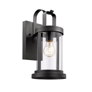 Chloe Lighting Kash Transitional 1 Light Textured Black Outdoor Wall Sconce 15" Tall - 1 of 4