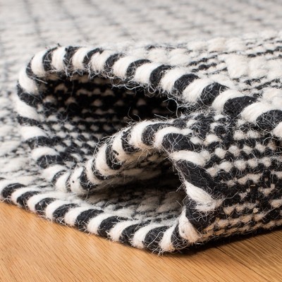 Black and White Handmade Wool Kilim Runner Rug