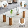 Modern Glass Coffee Table Accent Rectangular Tea Table With Glass Tabletop Wooden MDF Legs Center Table, Transparent 44.9"*21.7"*16.9" - 4 of 4