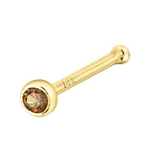 Jewelry Avalanche 22G 14K Gold Bezel-set Citrine Ball-end Nose Stud - 1 of 3