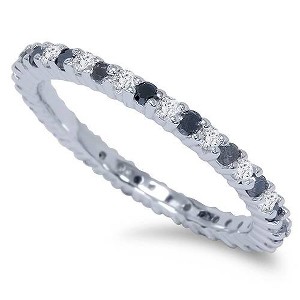 Pompeii3 1/2ct Black & White Diamond Eternity Ring 14K White Gold - 1 of 4