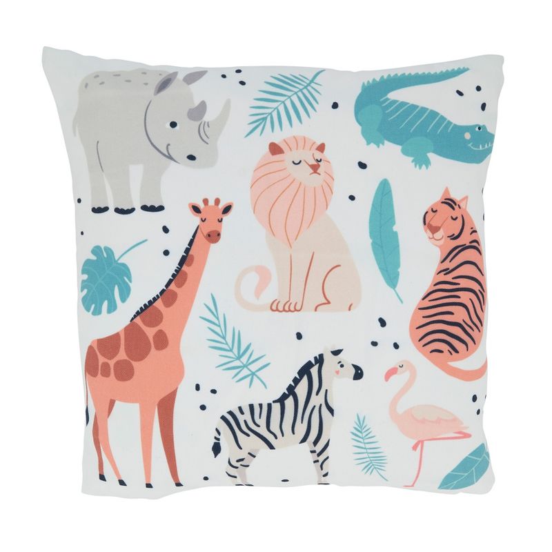 Saro Lifestyle Safari Animals Pillow - Poly Filled, 16" Square, Multi, 1 of 5