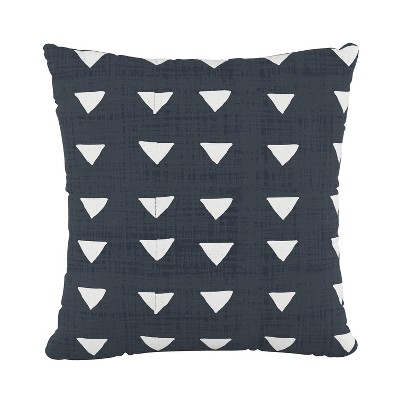 Navy Triangle Print Throw Pillow - Skyline Furniture: Geometric Linen & Cotton, Indoor Use, Zipper Closure