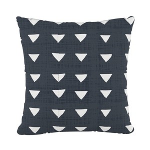 Navy Triangle Print Throw Pillow - Skyline Furniture: Geometric Linen & Cotton, Indoor Use, Zipper Closure - 1 of 4