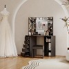 Vanity Desk with Mirror, LED Lights, Chair, Power Outlet, 5 Drawers and 3 Storage Shelves - 4 of 4