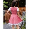 Women's Traditional Cultural Dress Checkered Lace Design Square Neck Puff Sleeve Pullover Outfit - 2 of 4