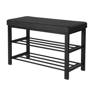 SONGMICS Shoe Bench, 3-Tier Shoe Rack for Entryway, Storage Organizer with Foam Padded Seat, Faux Leather, Metal Frame, 12.2 x 31.9 x 19.3 Inches - 1 of 4