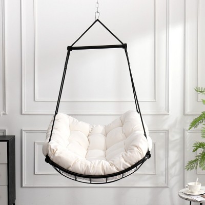 Indoor Hanging 360° Swivel Hammock Chair,Outdoor Oversized Swing Chair with Cushion and Adjustable Height for Bedroom or Garden-Coolbibila