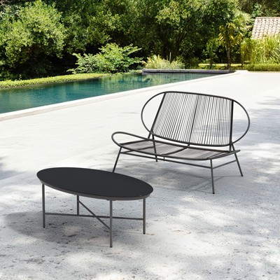 Hyleory 2-Piece Patio Acapulco Dining Sets, One Oval Table and a PE Rattan Chair for Outdoor Activities