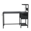 Vynxaria Computer Desk with Power Outlet & USB Ports, Reversible Storage Shelves & LED Lights for Home Office - 2 of 4