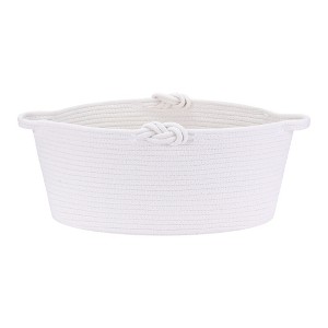 REGALWOVEN Handcrafted Odorless Cotton Rope Decorative Woven Storage Basket with Handle - 1 of 4
