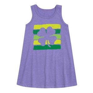 - Instant Message - St. Patrick's Day Outlined Shamrock Graphic Sleeveless Aline Dress - 1 of 3