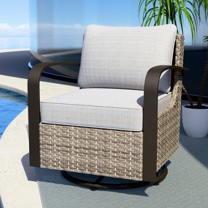 EAGLE PEAK Coastal Vista Outdoor Swivel Wicker Rocker Chair, Patio Glider Rocking Chair - 1 of 4