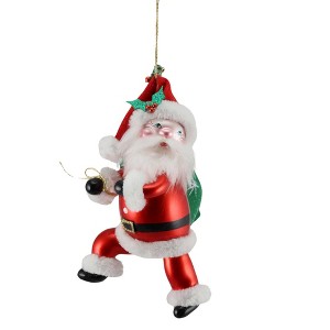 Italian Ornaments 7.0 Inch High Stepping Santa With Sack Mgd Ornament Free-Blown Tree Ornaments - 1 of 2