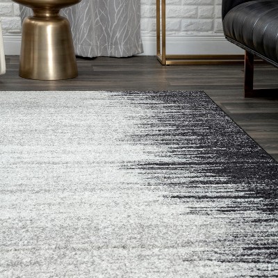 Reversible Abstract Gray Synthetic 4' x 6' Easy Care Rug