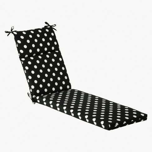 72.5 x21 x3 Polka Dot Outdoor Chaise Lounge Cushion Black white Pillow Perfect Weather resistant Ties Target