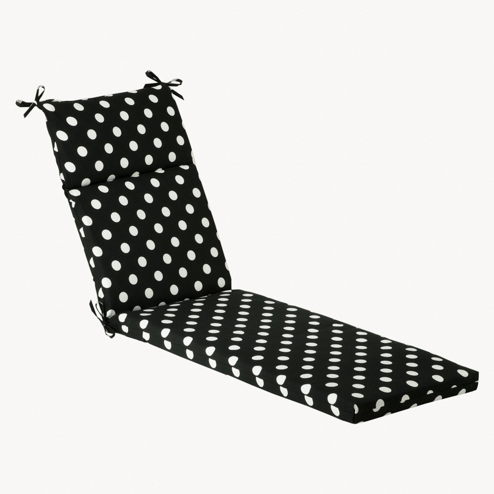 Photos - Pillow 72.5"x21"x3" Polka Dot Outdoor Chaise Lounge Cushion Black/White - 