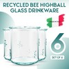 Amici Home Regina DOF Glass, 12 Oz, Italian Made, Recycled Green Glass, Drinking Glass with Embossed Bee Design, Set of 6 - 2 of 4