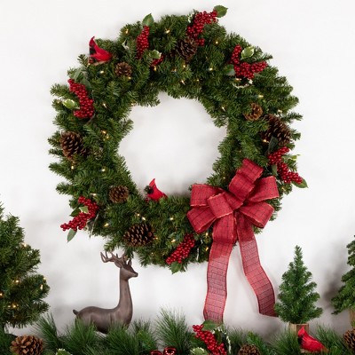 Lush Two-Tone Canadian Pine 30" Artificial Christmas Wreath with Clear Lights