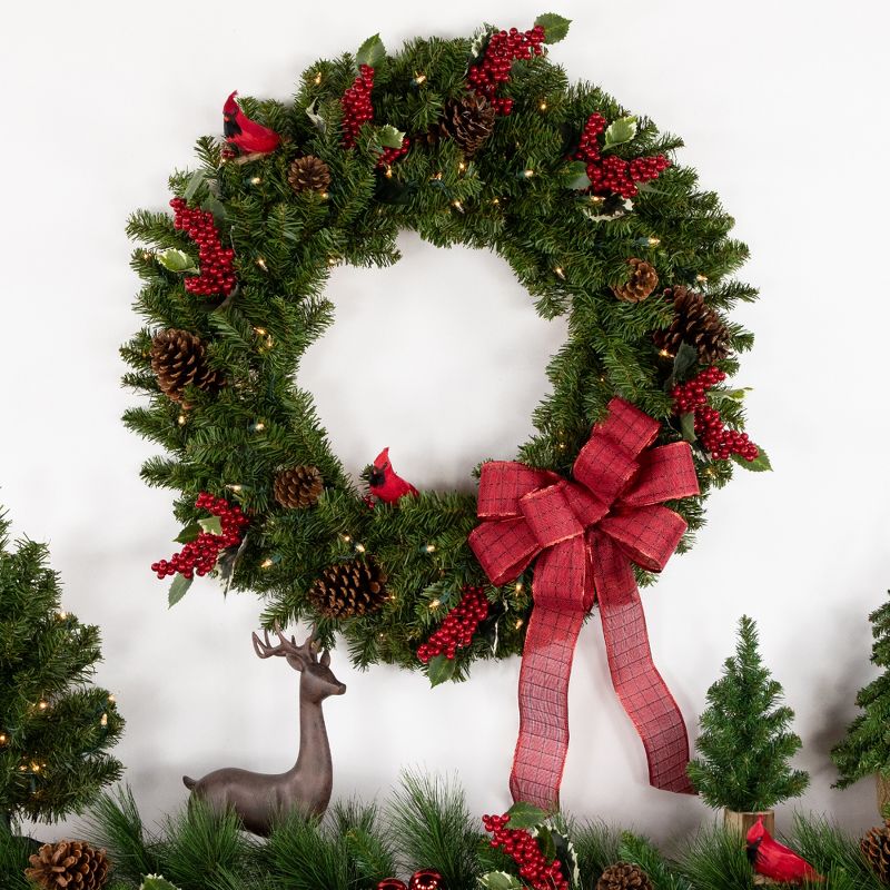 Northlight 30" Prelit Canadian Pine Artificial Christmas Wreath - Clear Lights, 4 of 9