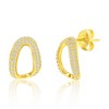 Bella Silver Sterling Silver, Pave CZ Oval-Shaped Necklace & Earrings Set - Gold Plated - Gold - 16+2 Inch - 2 of 4