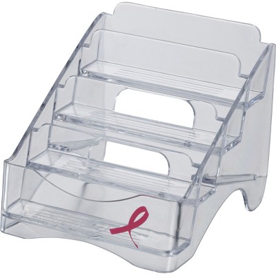 Officemate International Corp. Business Card Holder BCA Plastic 4-Tier 4"x3-3/4"x4" CL 08930
