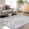 Washable Area Rug for Bedroom Vintage Low Pile Carpet Non-Slip Stain-Resistant No-Shedding Distressed Orange Dining Rugs - 4 of 4