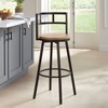 Elm Lane Latham Matte Black Swivel Bar Stool 25 1/4" High Industrial Roark Gray Wood Seat with Backrest Footrest for Kitchen Counter Height Island - 2 of 4
