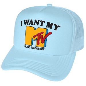 Mtv Logo Mtv I Want My Mtv Foam Trucker Cap Light Blue - 1 of 4