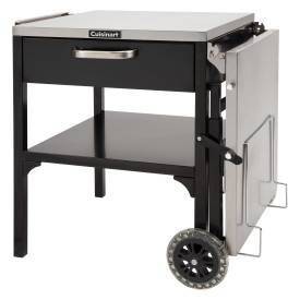 Cuisinart Black and Stainless Steel Outdoor Prep Table with Wheels