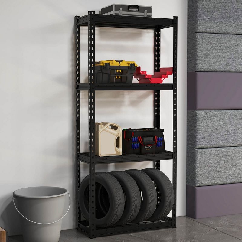 Costway 1 PCS 4-Tier Metal Shelving Unit Heavy Duty Wire Storage Rack with Anti-slip Foot Pads Black, 4 of 11