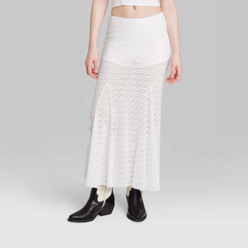 Women's Mid-Rise Lace Trumpet Maxi Skirt - Wild Fable™, 3 of 5